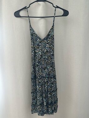 Floral Spaghetti-Strap Mini Dress in Black Multi